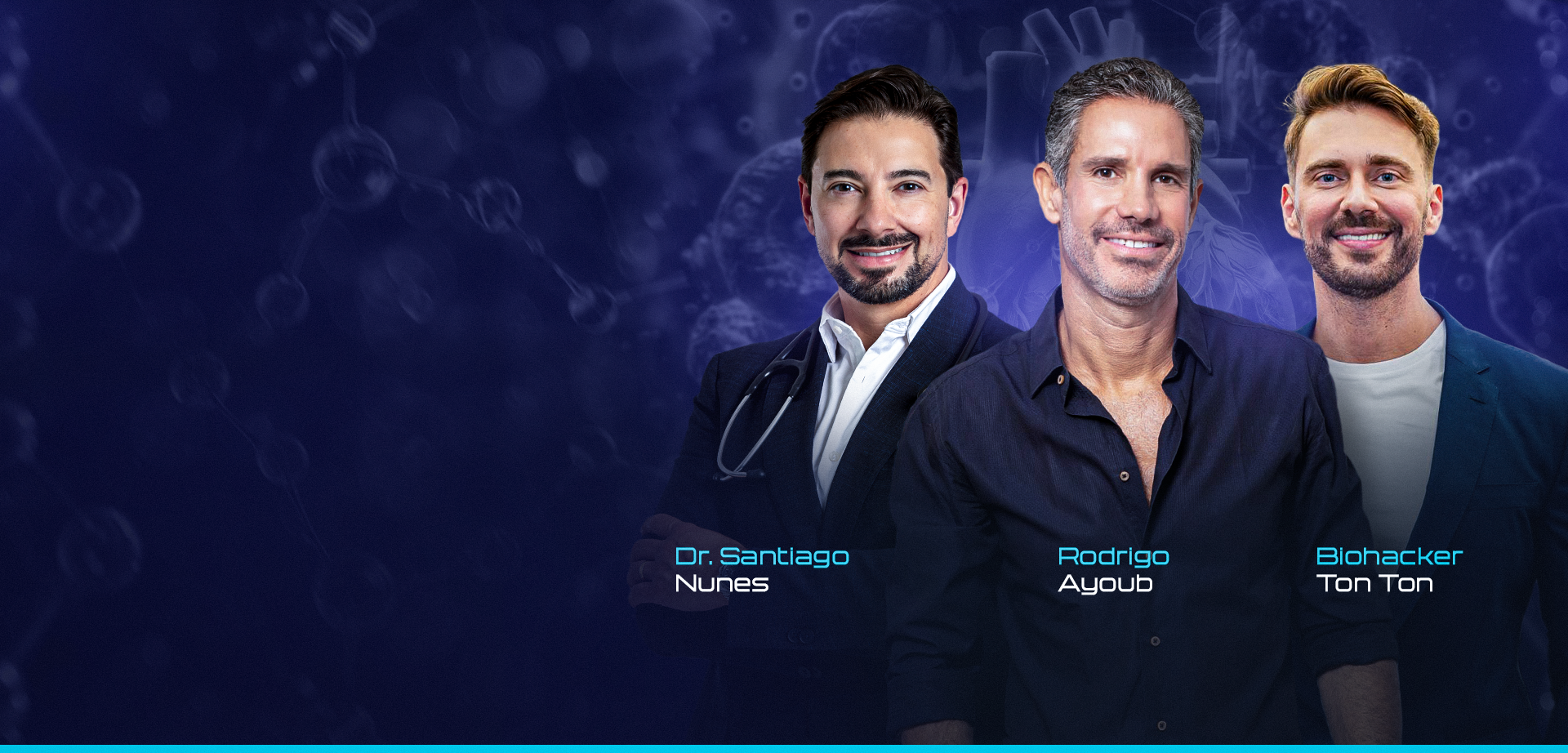 Balance Talk 2025 - Dr. Santiago Nunes, Dr. Rodrigo Ayoub e Biohacker Ton Ton no Lagoas Park Hotel a apresentar estratégias de longevidade